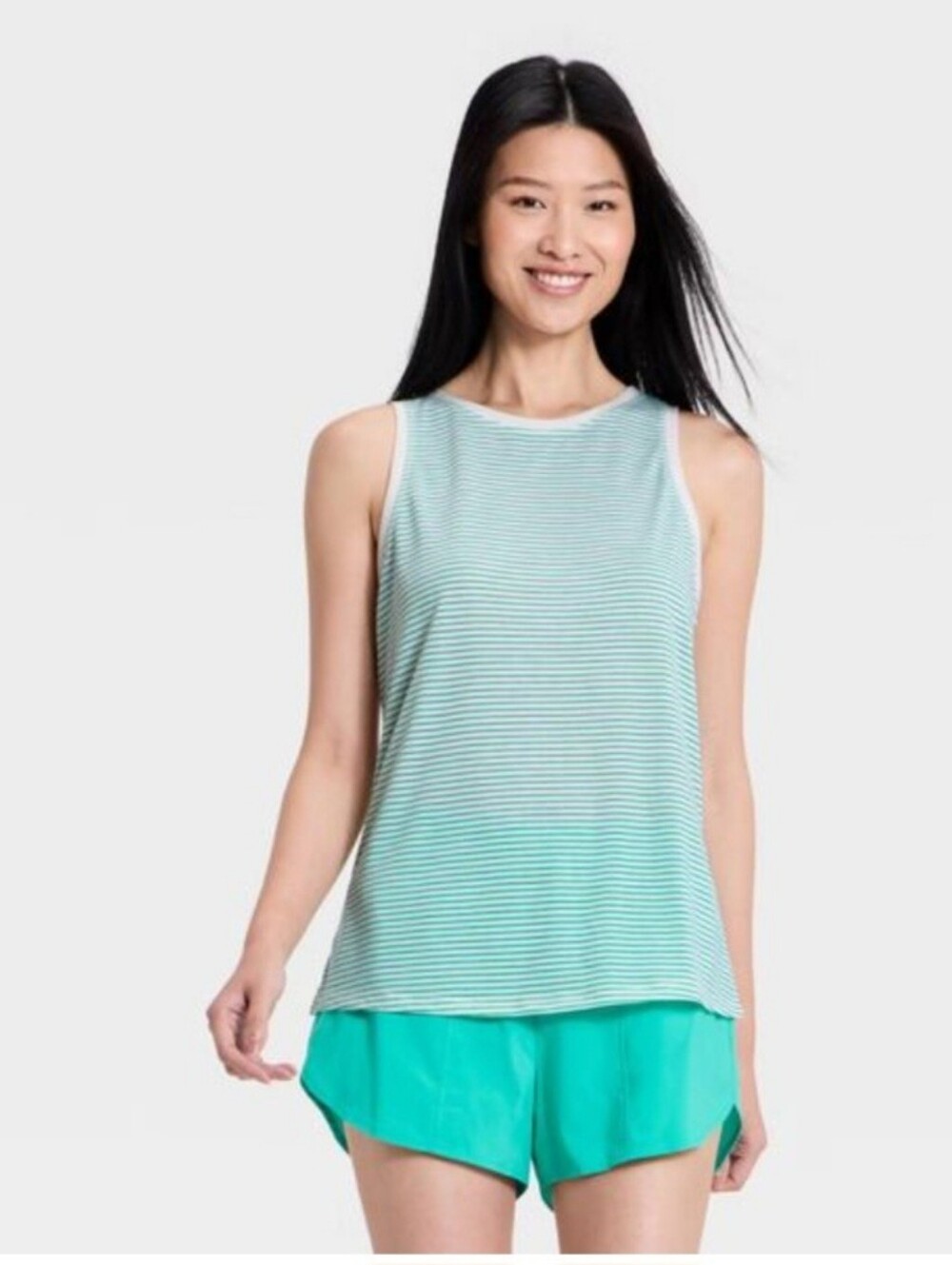 All In Motion Women's Beyond Ease Twist Racerback Tank Top,  - Green Stripe